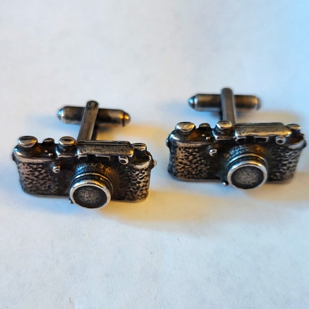 Vintage Silver Metal Camera Cufflinks